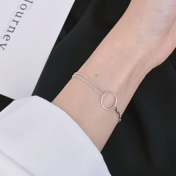 Silver Double Chain Bracelet - Picture 1 of 7